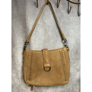 Montana West Concealed Hobo Handbag Brown Stud Leather Tassel Shoulder Bag